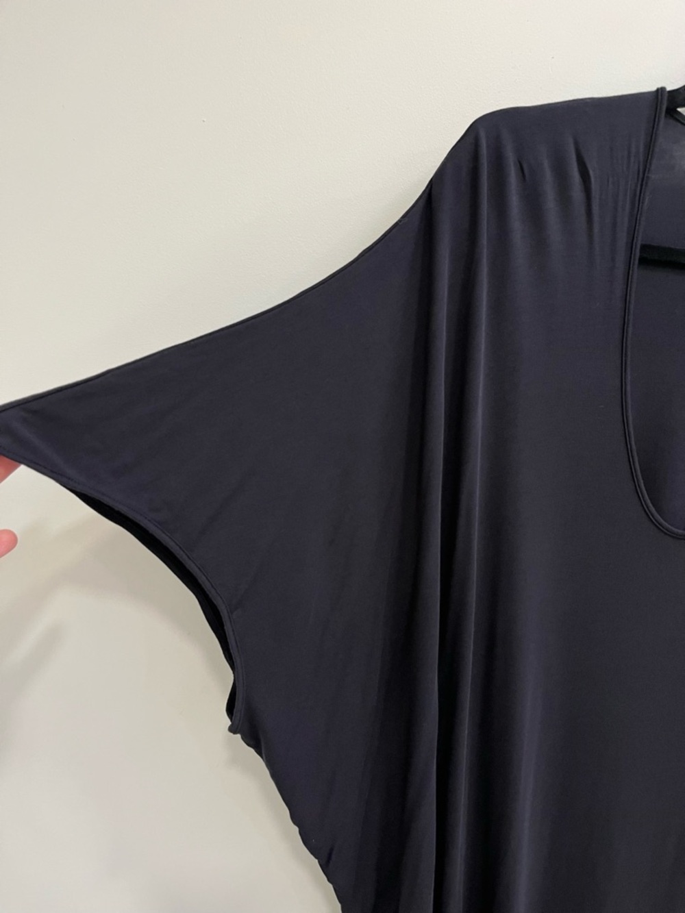 Barefoot Dreams Luxe Milk Jersey Caftan Dress Black Nightgown Oversized One Size - Picture 7 of 13